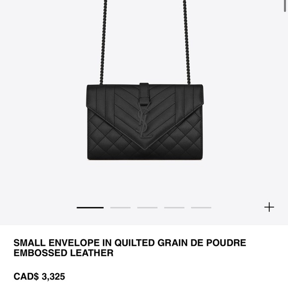 SAINT LAURENT SMALL ENVELOPE IN QUILTED GRAIN DE POUDRE EMBOSSED LEATHER - Picture 10 of 12